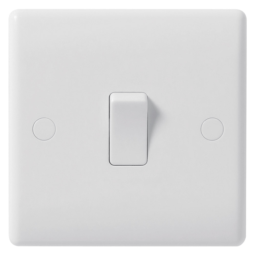 Image for BG Electrical 812 White Rounded Edge 1 Gang 2 Way Switch