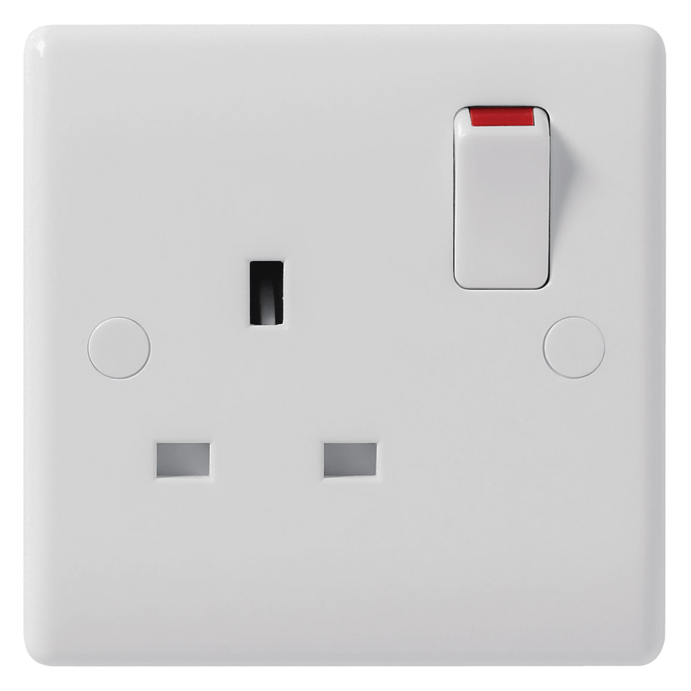 Image for BG Electrical 821DP White Rounded Edge 13A 1 Gang Switched Socket