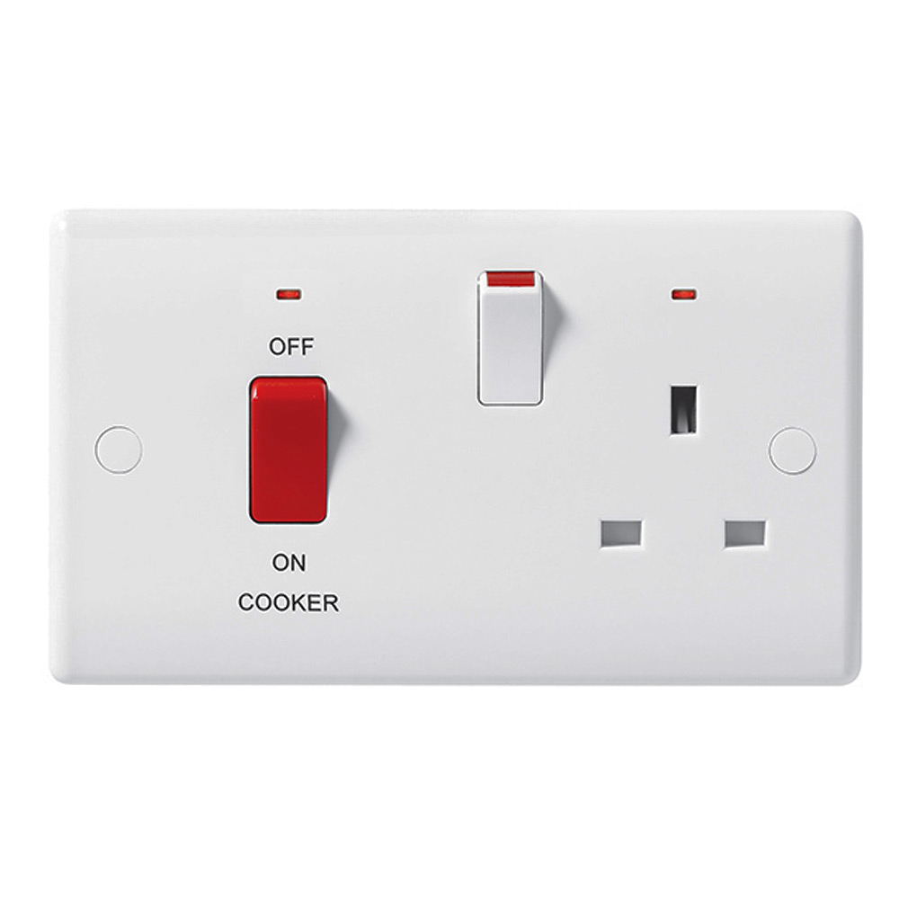 Image for BG Electrical 870 45A DP Cooker Control Unit Socket Neon White
