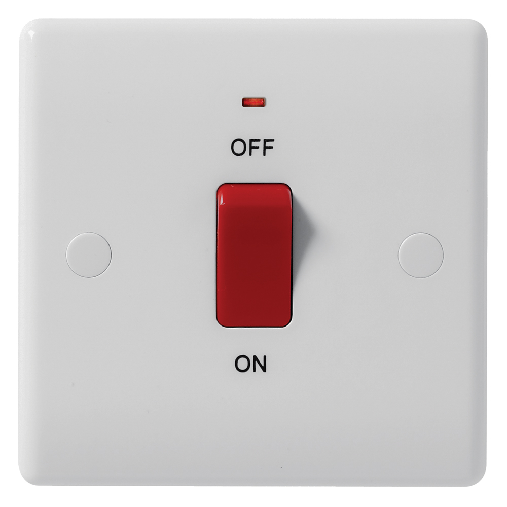 Image for BG Electrical 874 45A DP Cooker Switch Neon 1 Gang White