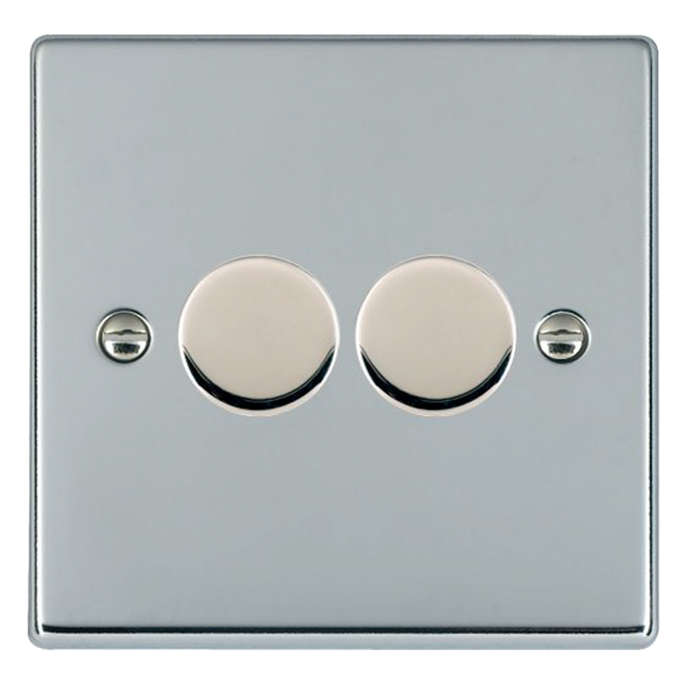 Image for Hamilton Hartland Double 2 Gang LED Dimmer Switch 100W Polished Chrome