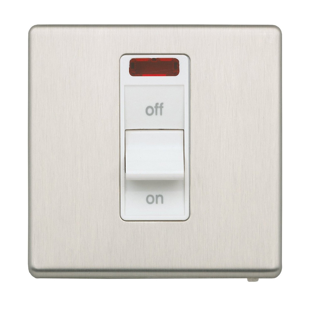 Image for MK Aspect K24305BSSW 1 Gang DP 32A Switch Neon Brushed Steel White