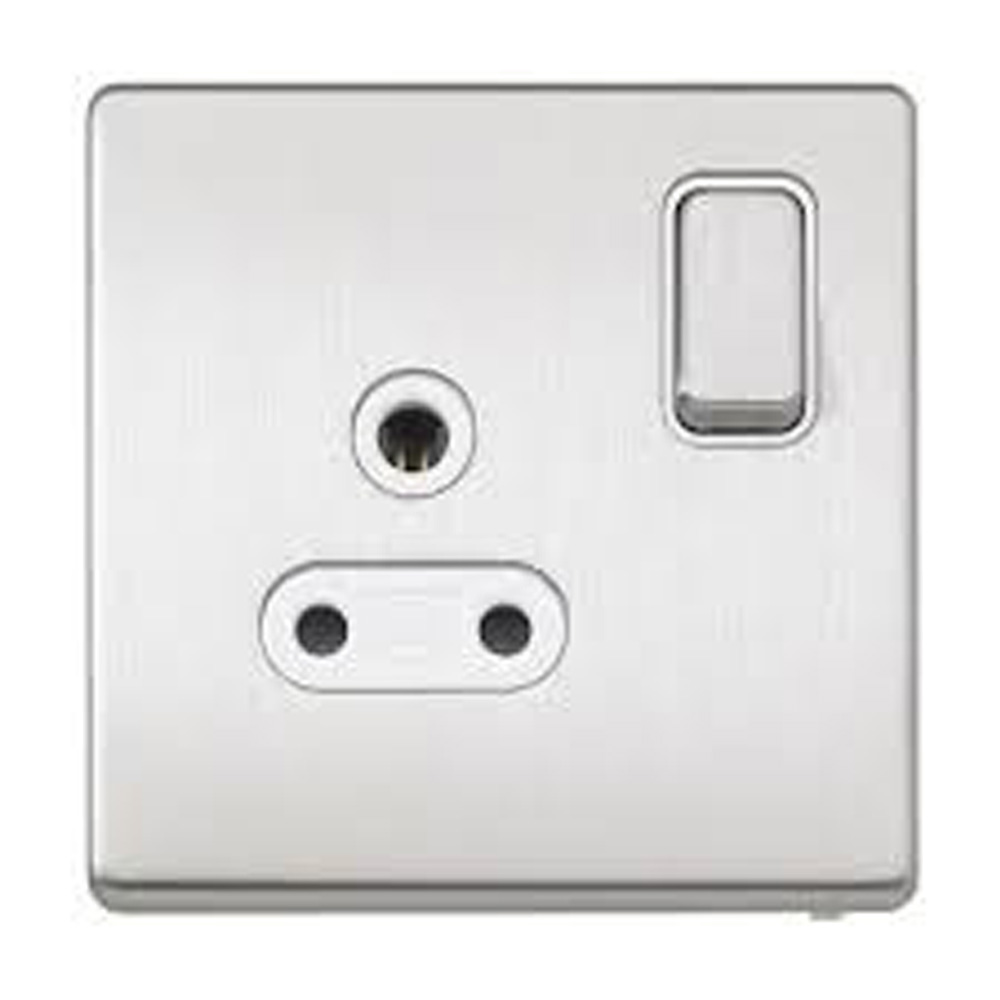 Image for MK Aspect K24382BSSW 5A Round Pin Switch Socket Brushed Steel White