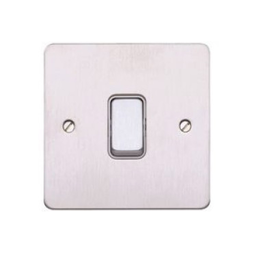 Image for MK Edge K14371BSSW 1 Gang 20A 2 Way Switch Brushed Steel White