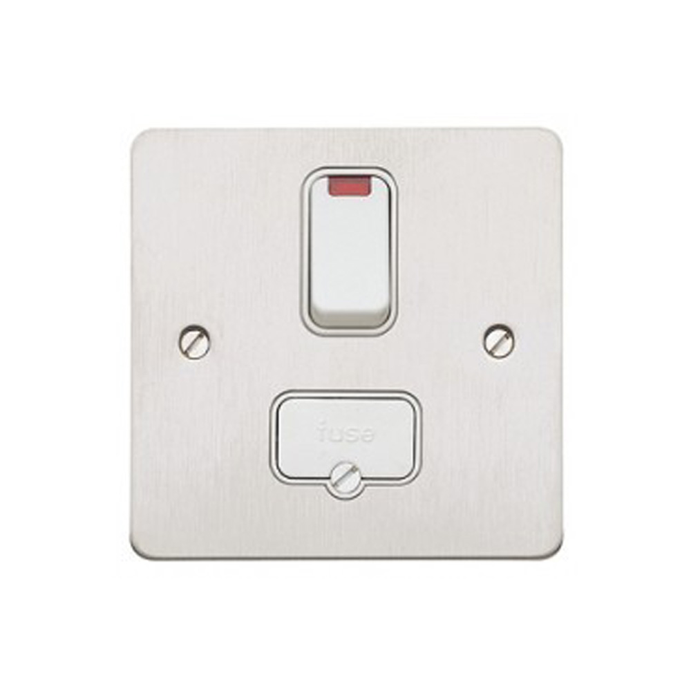 Image for MK Edge K14961BSSW 13A DP Switched Spur Neon Brushed Steel White