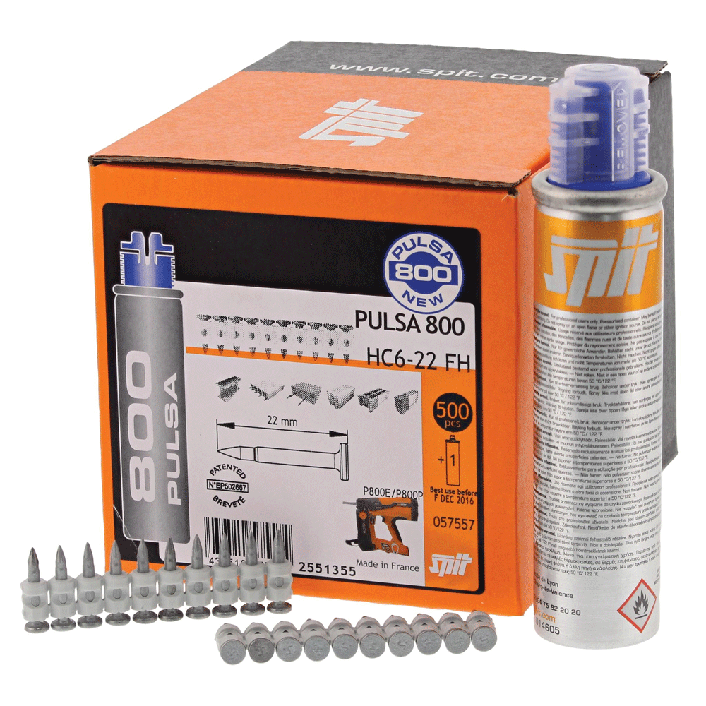 Image for Spit HC6-27 Pulsa Pins 27mm x500 with Gas Cartridge 057558