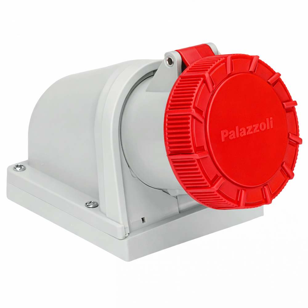 Image for Lewden 32A 4 Pin 415V Angled Socket Red IP67
