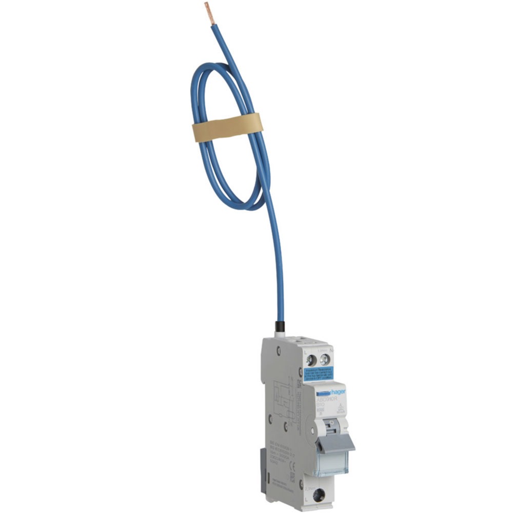 Image for Hager RCBO 10A Type A Single Pole 6kA Bi-Directional ADB910R
