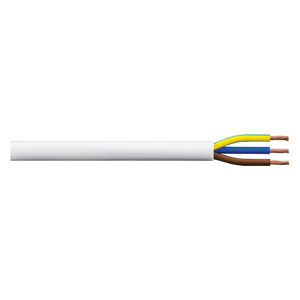 Image for 3183TQ 2.5mm Heat Resistant Butyl Cable Three Core White 1M