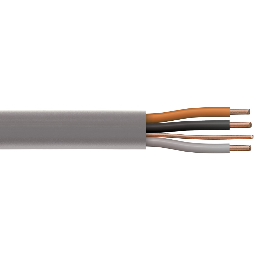 Image for 6243Y 1mm PVC Flat Three Core and Earth Grey Cable 1M