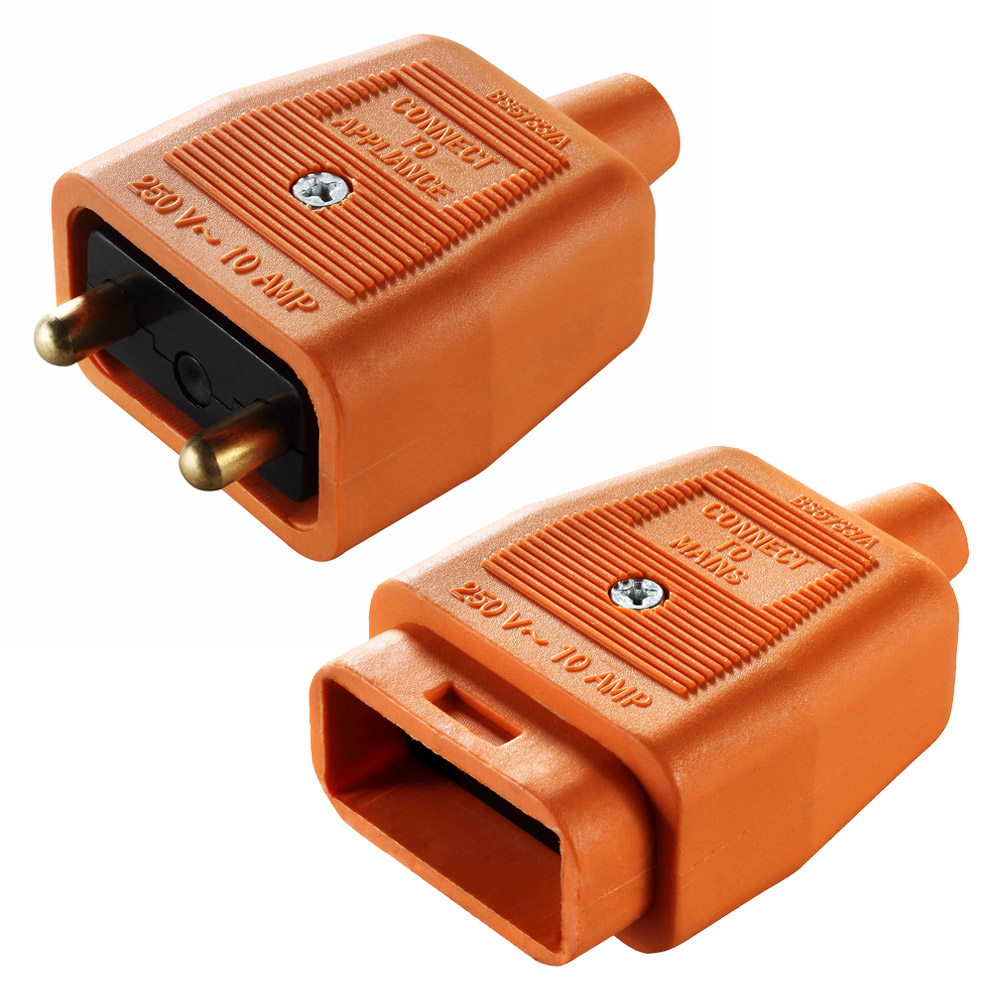 Image for BG Electrical 10A Inline Connector 2 Pin Orange Outdoor Power
