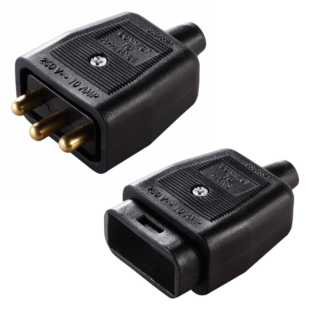Image for BG Electrical 10A Inline Connector 3 Pin Black Outdoor Power