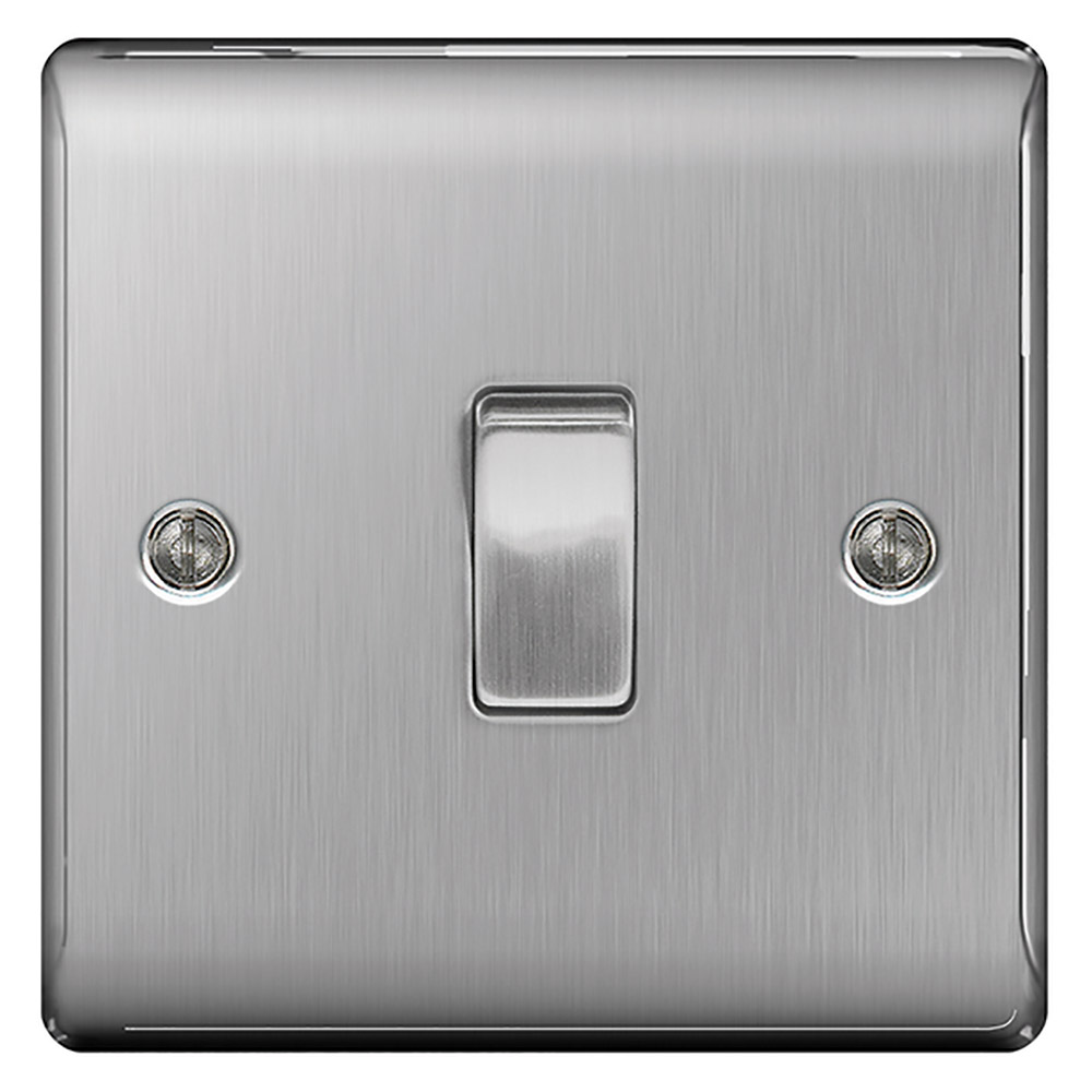 Image for BG Nexus Brushed Steel NBS12 10A 1 Gang 2 Way Switch
