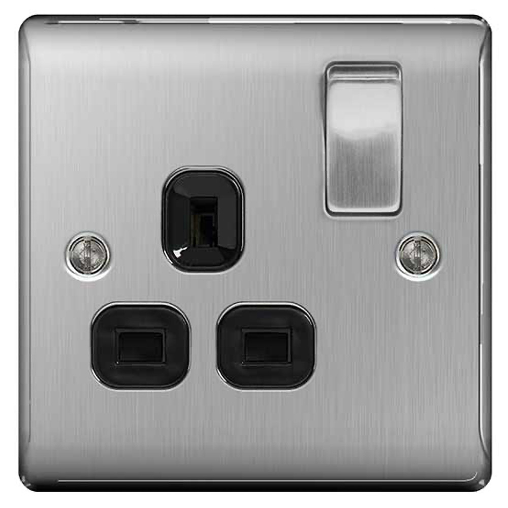 Image for BG Nexus Brushed Steel NBS21B 13A Single Socket Switched