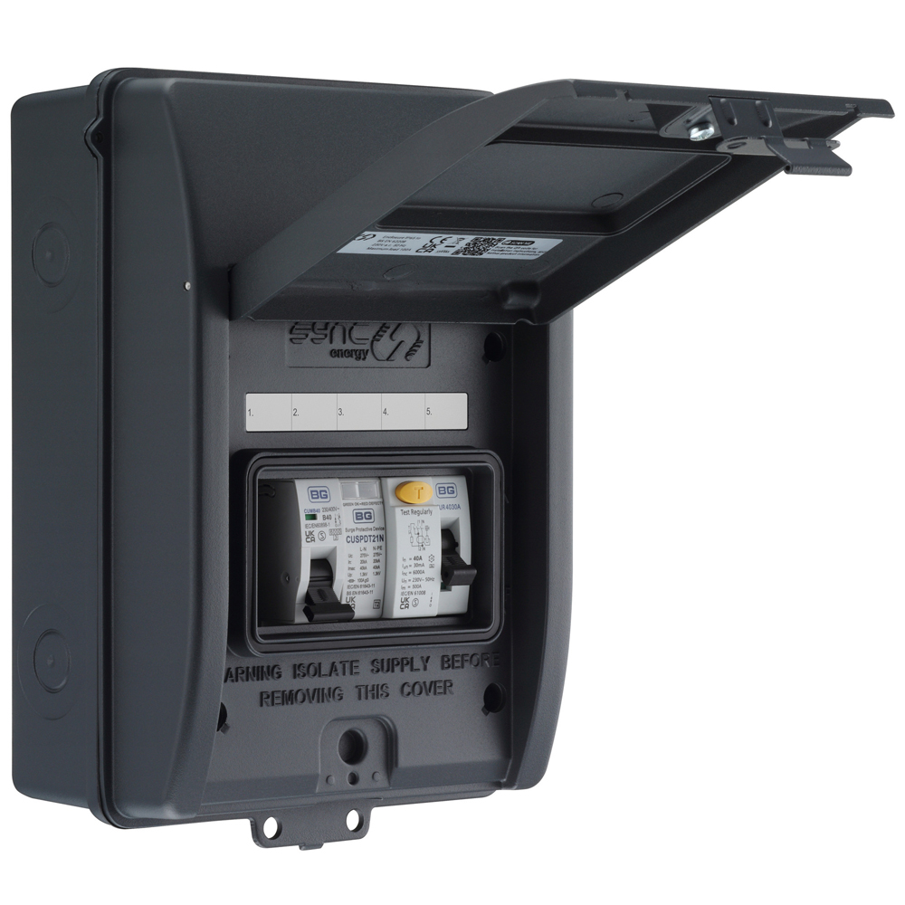 Image for BG 2 Way EV Consumer Unit with SPD and 40A RCD IP65