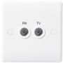 BG Electrical 866 2 Gang Diplex TV/FM Plate White