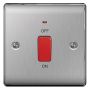BG Nexus Brushed Steel NBS74 45A DP Neon Cooker Switch