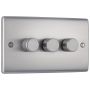 BG Nexus Brushed Steel NBS83 3 Gang 3 Way 200W Dimmer Switch