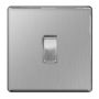 BG Screwless Brushed Steel FBS12 20A 1 Gang 2 Way Switch