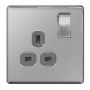 BG Screwless Brushed Steel FBS21G 13A Single Socket