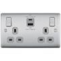 BG Nexus Brushed Steel NBS22UAC45G 13A USB Double Socket