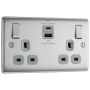 BG Nexus Brushed Steel NBS22UAC45G 13A USB Double Socket