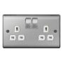 BG Nexus Brushed Steel NBS22W 13A Double Socket Switched