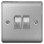 BG Nexus Brushed Steel NBS42 2 Gang 2 Way Switch