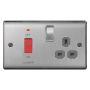 BG Nexus Brushed Steel NBS70G 45A DP Neon Switch 13A Socket Neon
