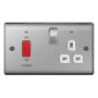BG Nexus Brushed Steel NBS70W 45A DP Switch 13A Socket Neon