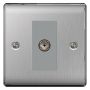 BG Nexus Brushed Steel NBS62 Isolated 1-Gang Female Co-Axial Socket