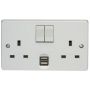 Crabtree Capital 13A 2 Gang Switch Socket Type A USB #