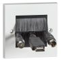 Brush Faceplate 1 Gang Wall Cable Tidy White