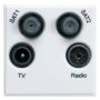 Hager Sollysta Euro Quadplexer TV FM Sat Socket Two Module White WMMQX