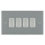Hamilton Hartland 4 Gang Light Switch Satin Steel White