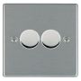 Hamilton Hartland Double 2 Gang LED Dimmer Switch 250W Satin Steel