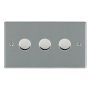 Hamilton Hartland 3 Gang LED Dimmer Switch 100W Satin Steel