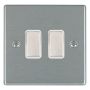Hamilton Hartland 2 Gang Light Switch Satin Steel White