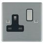 Hamilton Hartland 13A Single Socket 1 Gang Satin Steel Black