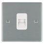 Hamilton Hartland Telephone Slave Socket 1 Gang Satin Steel White