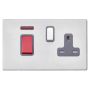 Hamilton Hartland G2 45A Cooker Switch with Socket Satin Steel Grey