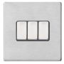 Hamilton Hartland G2 3 Gang Light Switch Satin Steel Grey
