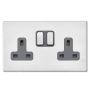 Hamilton Hartland G2 13A Double Socket 2 Gang Satin Steel Grey