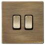Hamilton Hartland G2 2 Gang Light Switch Antique Brass