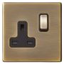 Hamilton Hartland G2 13A Single Socket 1 Gang Antique Brass
