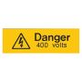 Label Danger 400V Rigid Labels Self Adhesive 75 x 25mm Pack of 5