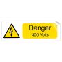400V Danger Sticky Label 75 x 25mm Pack 10