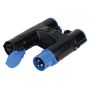 Lewden 16A 3 pin 240V Splitter Blue IP44
