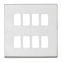 MK Aspect K24348BSS 8 Module Grid Frontplate Frame Brushed Stainless Steel