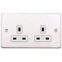MK Edge K14781BSSW 13A 2 Gang Socket Dual Earth Brushed Steel White